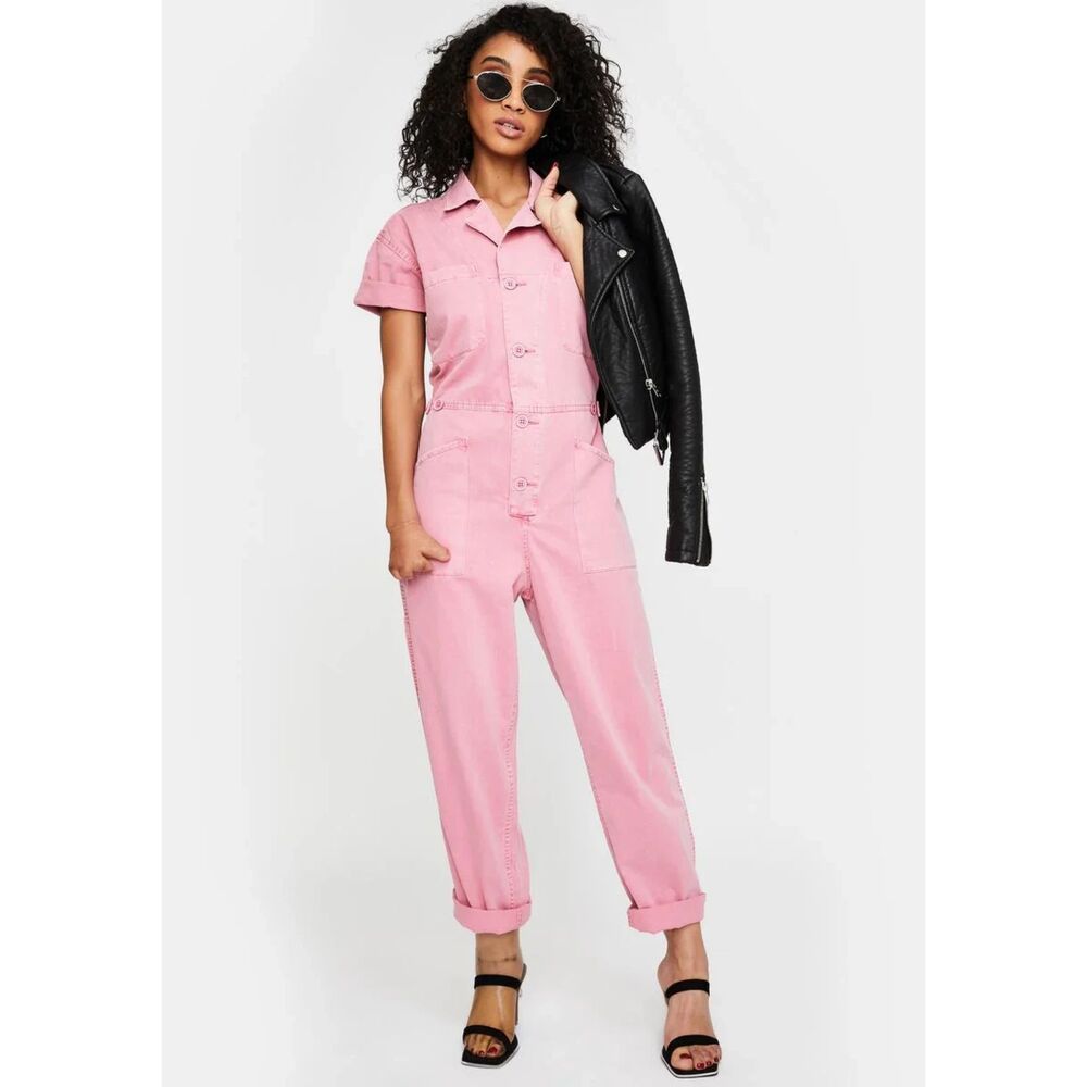 Pistola Grover Pink Denim Jumpsuit S Short Boilersuit Coverall Utility Gorpcore